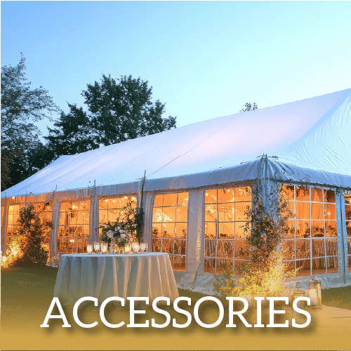 Elegant outdoor event tent with accessories setup in Northern Utah